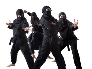 Some ninjas - protecting our theatre group's finances - yesterday