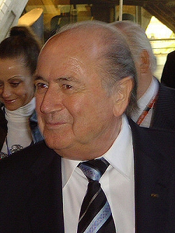 Sepp Blatter arriving at Batley Light Operatic's recent production of 'The Mikado'